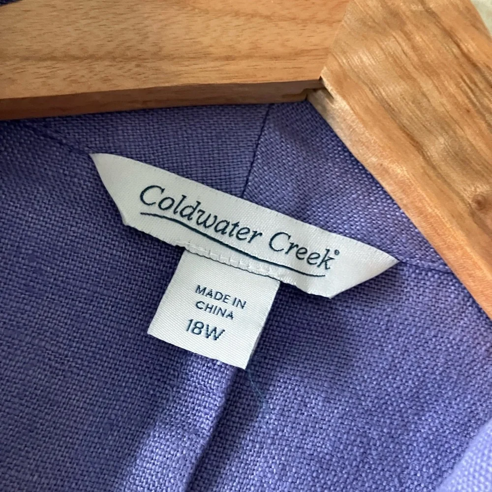COLDWATER CREEK Lavender Ruched Linen Blazer Jacket Size 18W - Picture 11 of 12